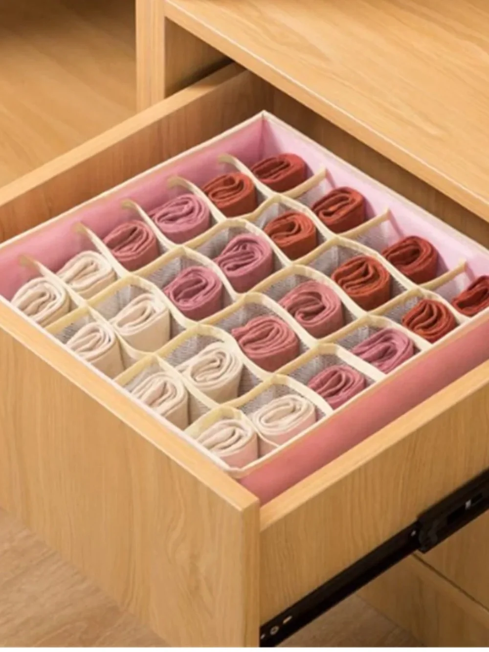 Drawer Grid Organizer - Pink Compartment Storage